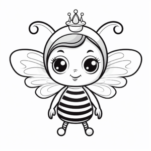 Queen Bee and Royal Court Coloring Pages 2