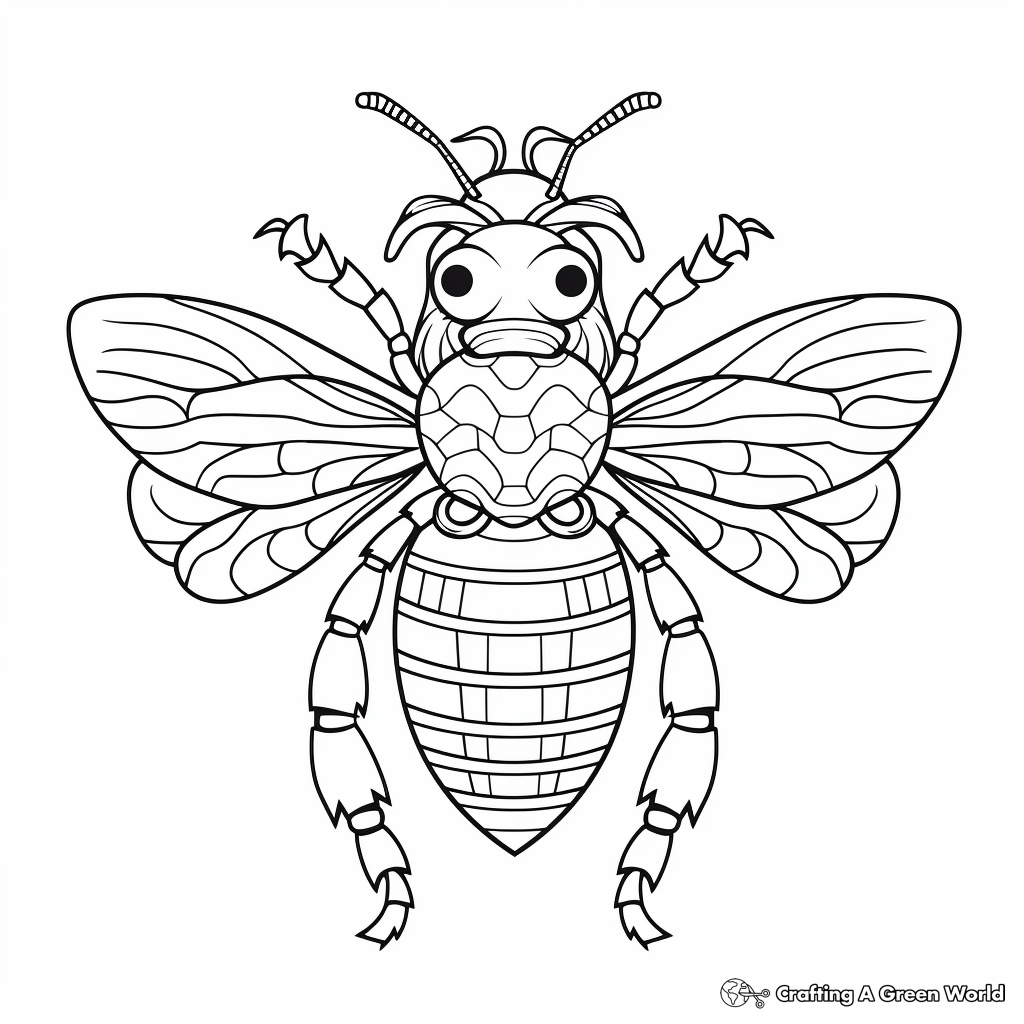 Queen Bee in a Honeycomb Coloring Pages 1