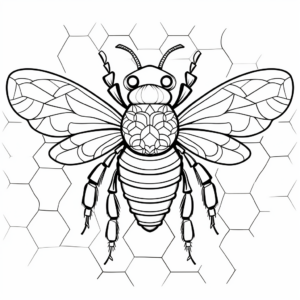 Queen Bee in a Honeycomb Coloring Pages 2