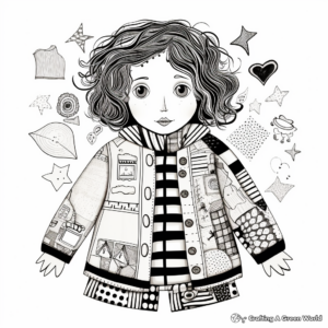 Quirky Patchwork Jacket Coloring Pages 1