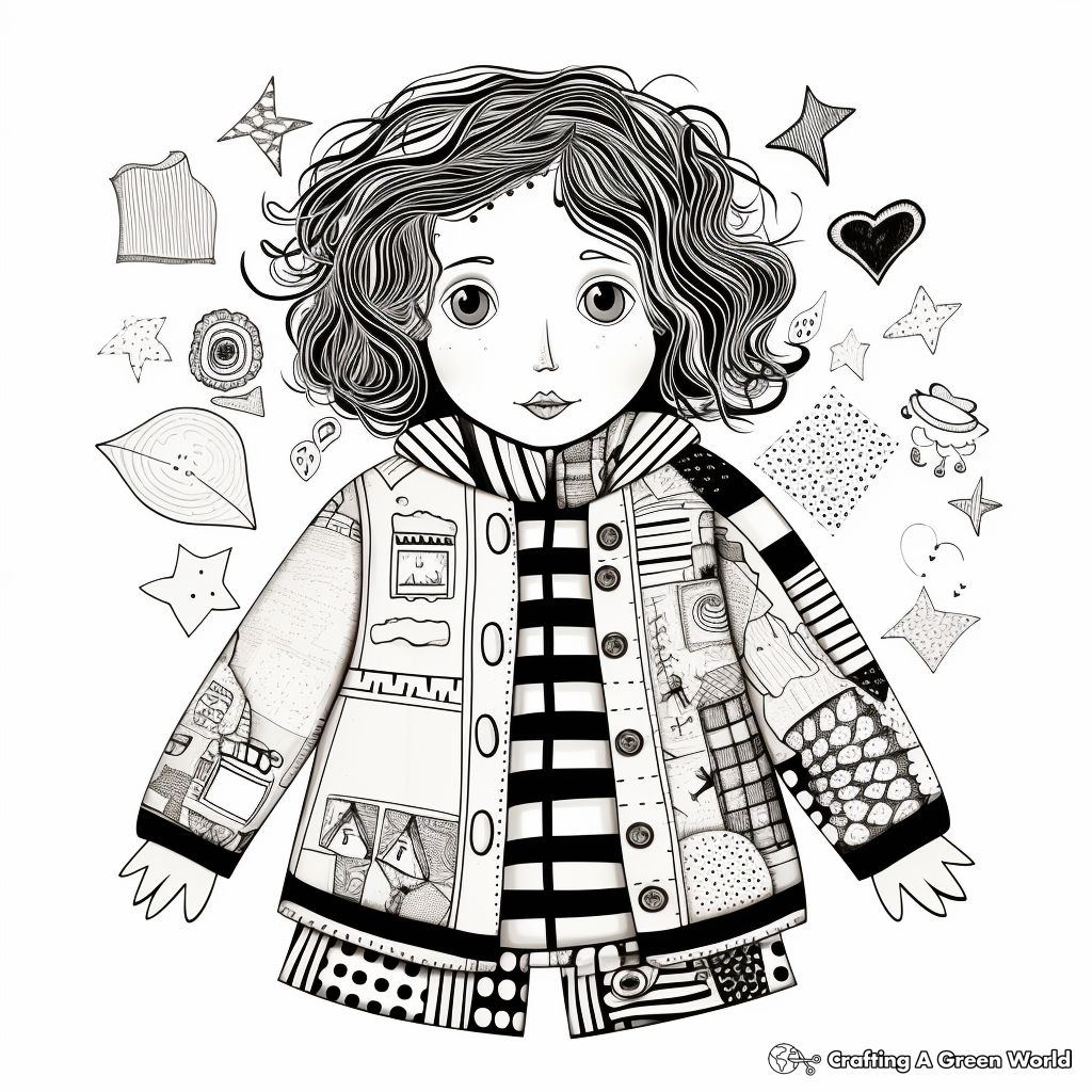 Quirky Patchwork Jacket Coloring Pages 1