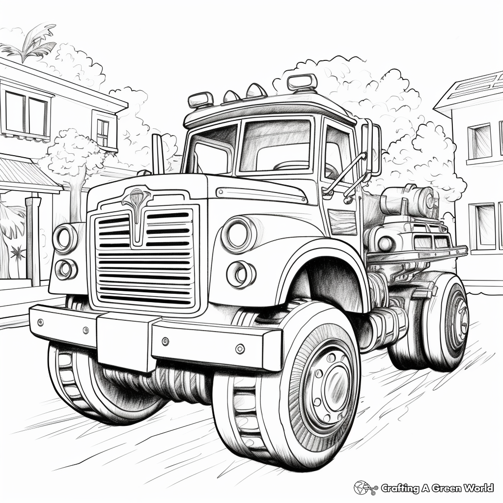 Race to Action Fire Truck Coloring Pages 1