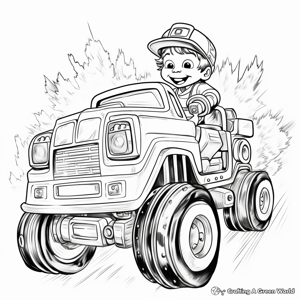 Race to Action Fire Truck Coloring Pages 3