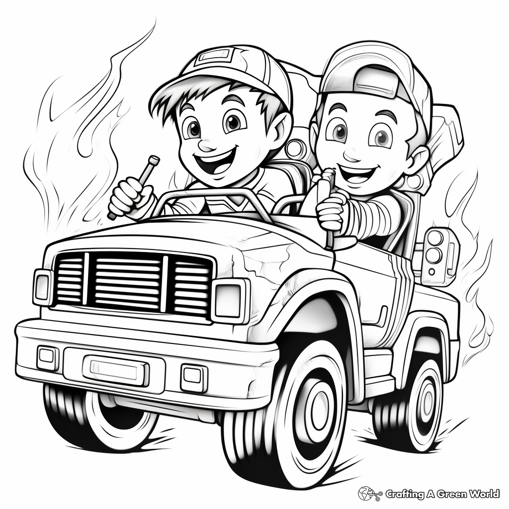 Race to Action Fire Truck Coloring Pages 4