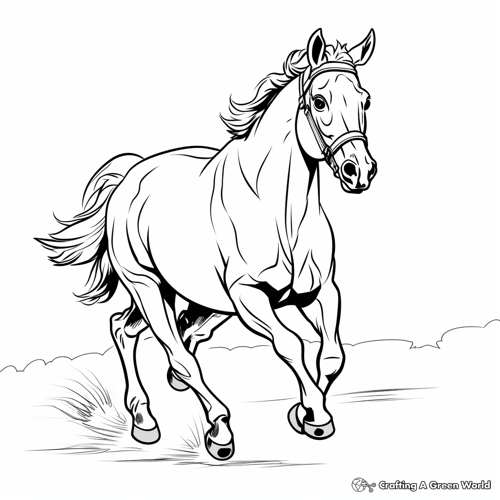 Racing Thoroughbred Horse Coloring Pages 3