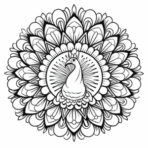 Radiant Peacock Mandala Coloring Pages 2