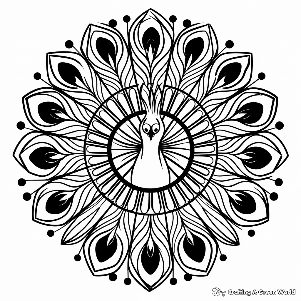 Radiant Peacock Mandala Coloring Pages 3
