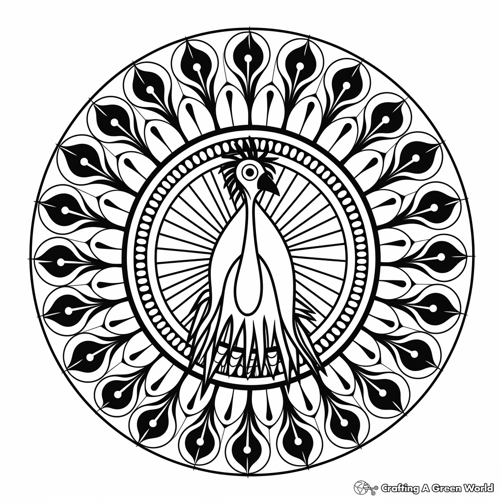 Radiant Peacock Mandala Coloring Pages 4