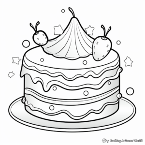 Radiant Rainbow Cake Coloring Pages 3