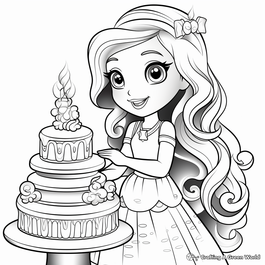 Rainbow and Mermaid Cake Coloring Pages for Artists 1