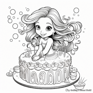Rainbow and Mermaid Cake Coloring Pages for Artists 4