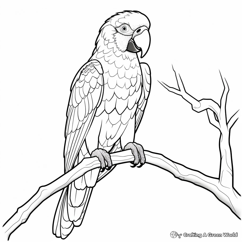 Rainbow-Colored Macaw Coloring Pages 1