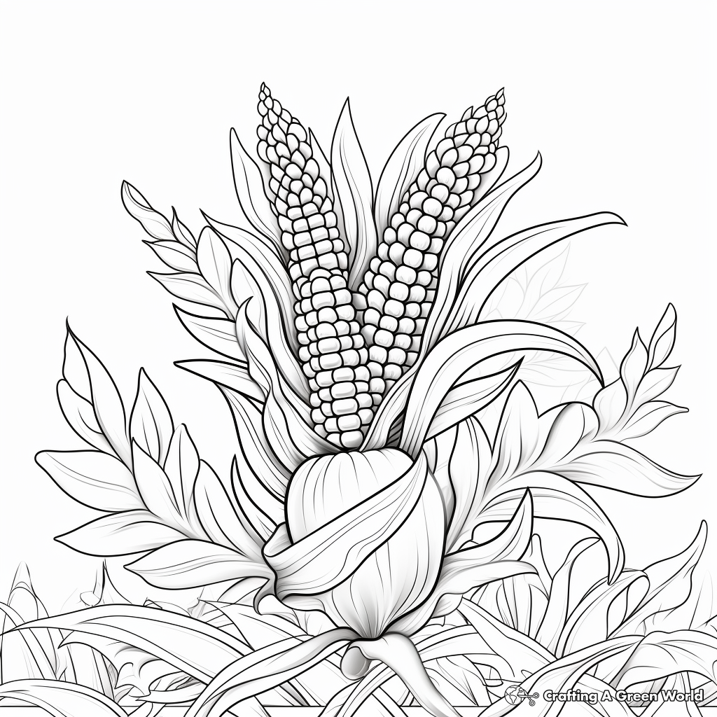 Rainbow Corn with Hues of Gold Coloring Pages 2