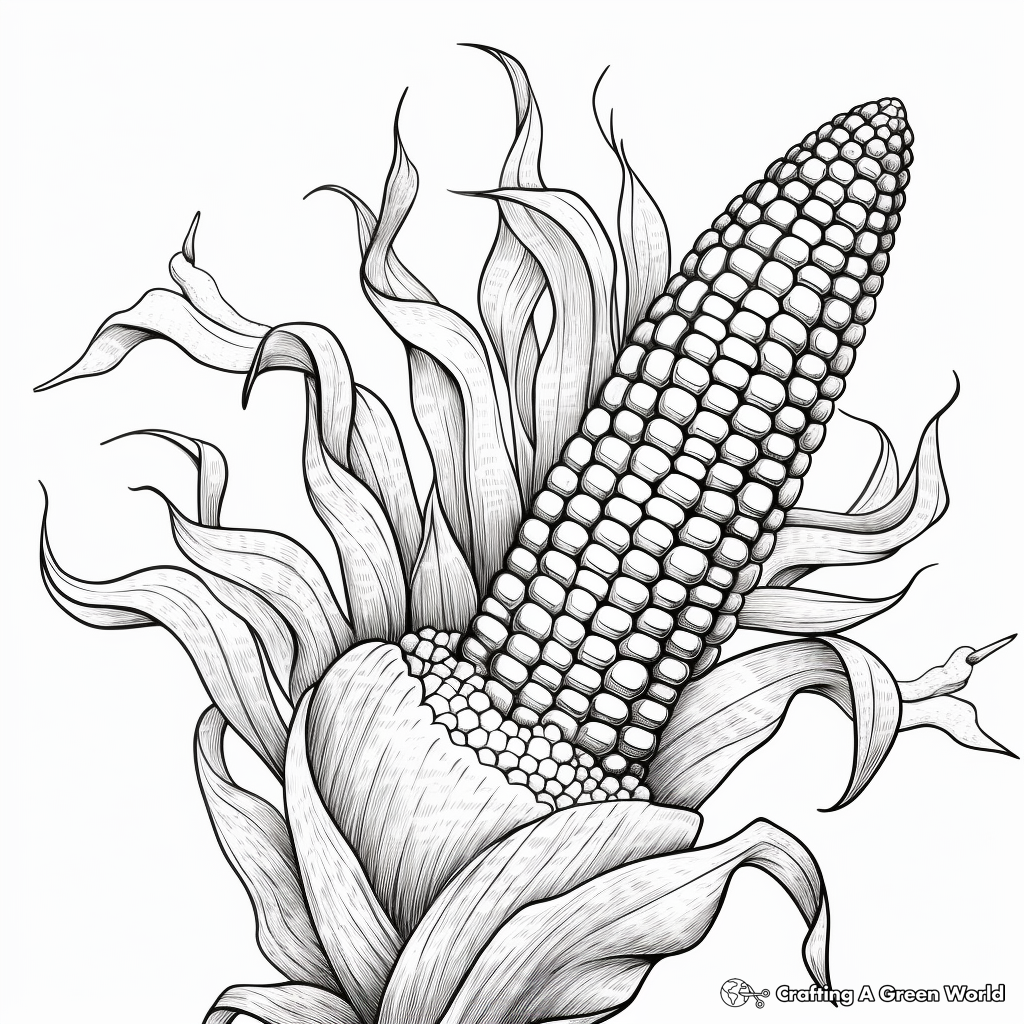 Rainbow Corn with Hues of Gold Coloring Pages 3