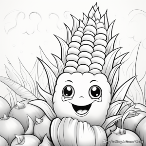 Rainbow Corn with Hues of Gold Coloring Pages 4