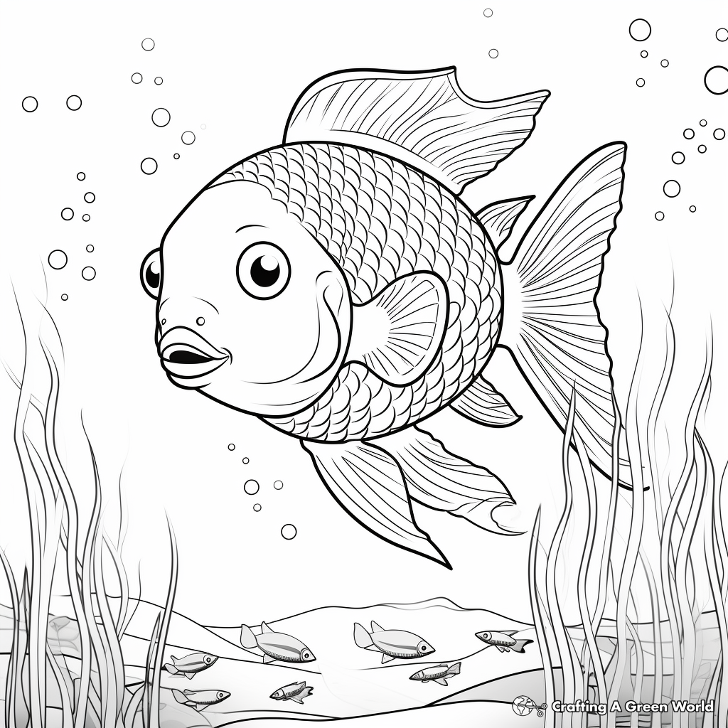 Rainbow Fish Underwater Scene Coloring Pages 3