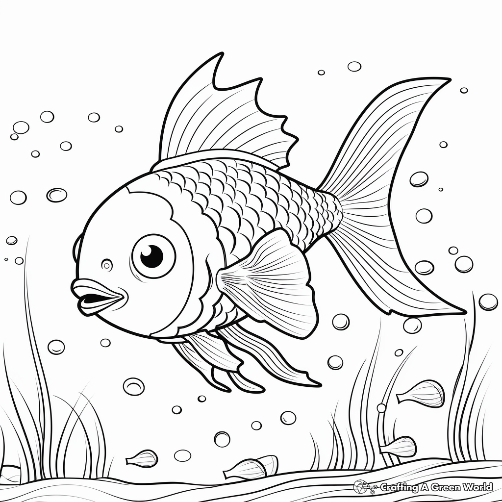 Rainbow Fish Underwater Scene Coloring Pages 4