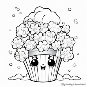 Rainbow Popcorn Coloring Pages for Children 1