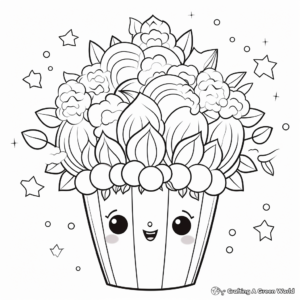 Rainbow Popcorn Coloring Pages for Children 2