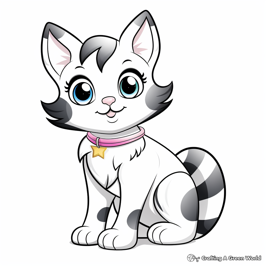 Rainbow Stripes Cat Coloring Page for toddlers 1