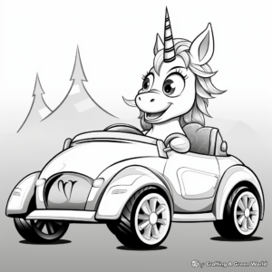 Rainbow Unicorn Car Coloring Pages 3