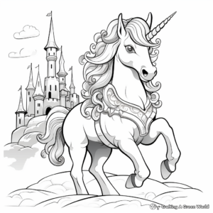 Rainbow Unicorn Fantasy Coloring Pages 1