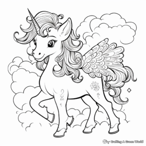Rainbow Unicorn Fantasy Coloring Pages 3