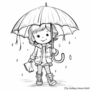 Raincoat With Umbrella And Boots Coloring Pages 2