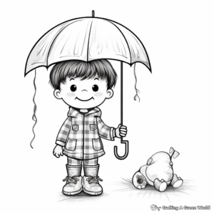 Raincoat With Umbrella And Boots Coloring Pages 3