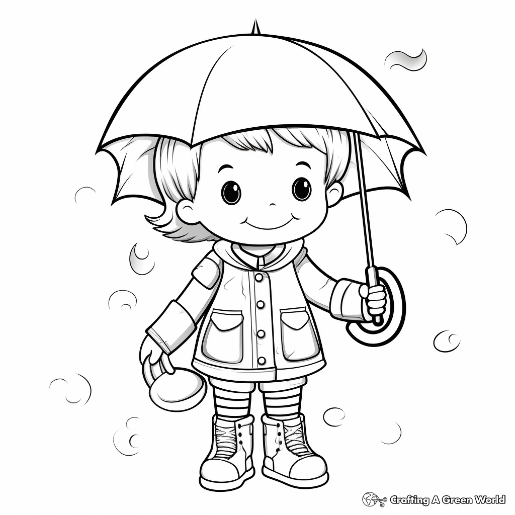 Raincoat With Umbrella And Boots Coloring Pages 4