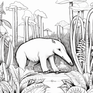 Rainforest Anteater Scene Coloring Pages 1
