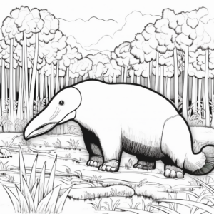 Rainforest Anteater Scene Coloring Pages 2