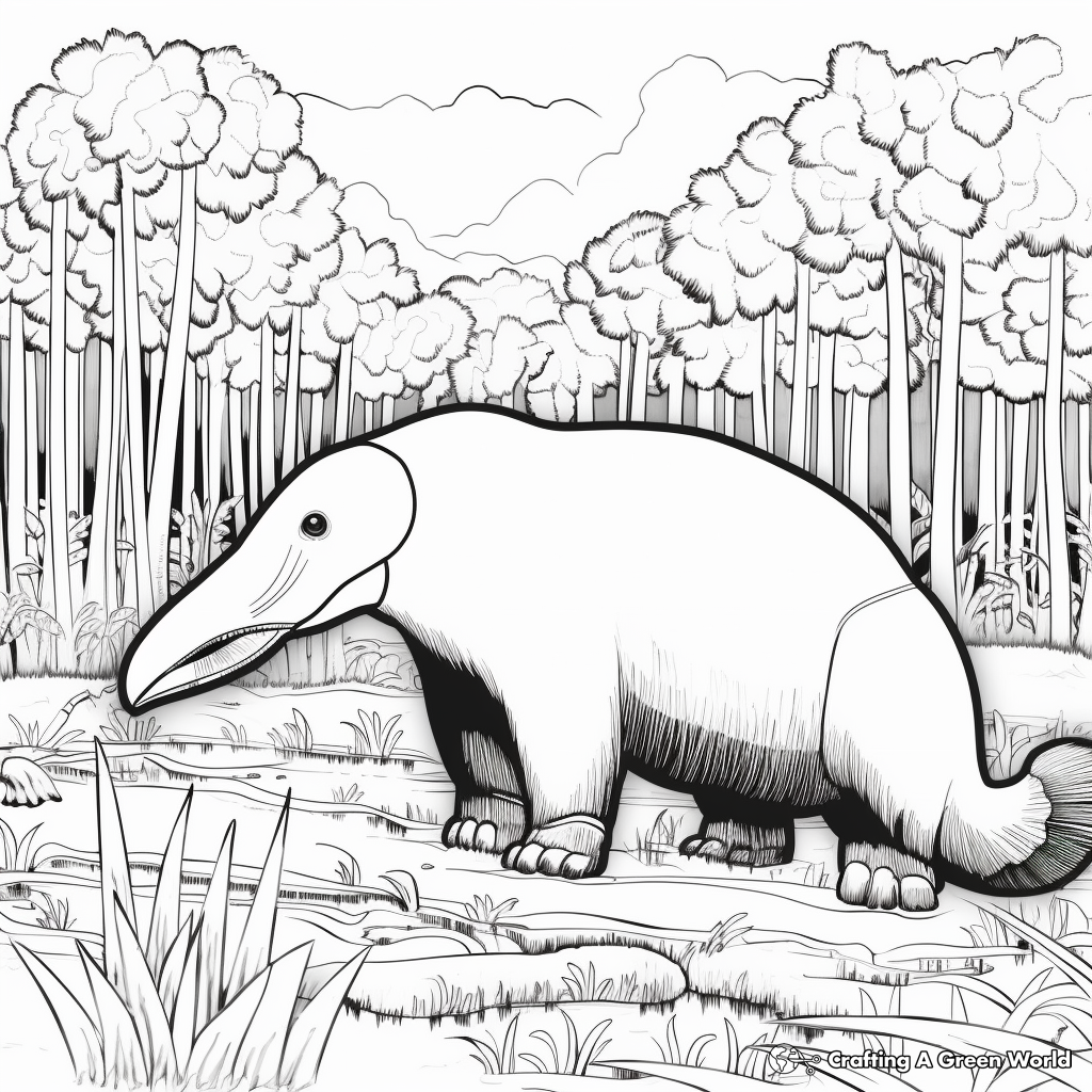 Rainforest Anteater Scene Coloring Pages 2