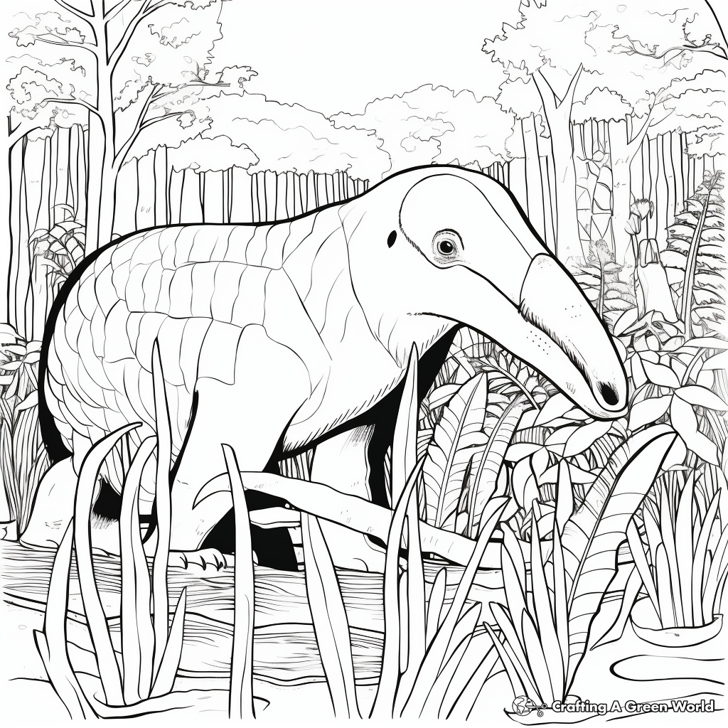 Rainforest Anteater Scene Coloring Pages 3
