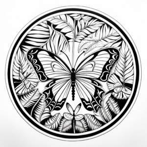 Rainforest Butterflies: Mandala Coloring Pages 2
