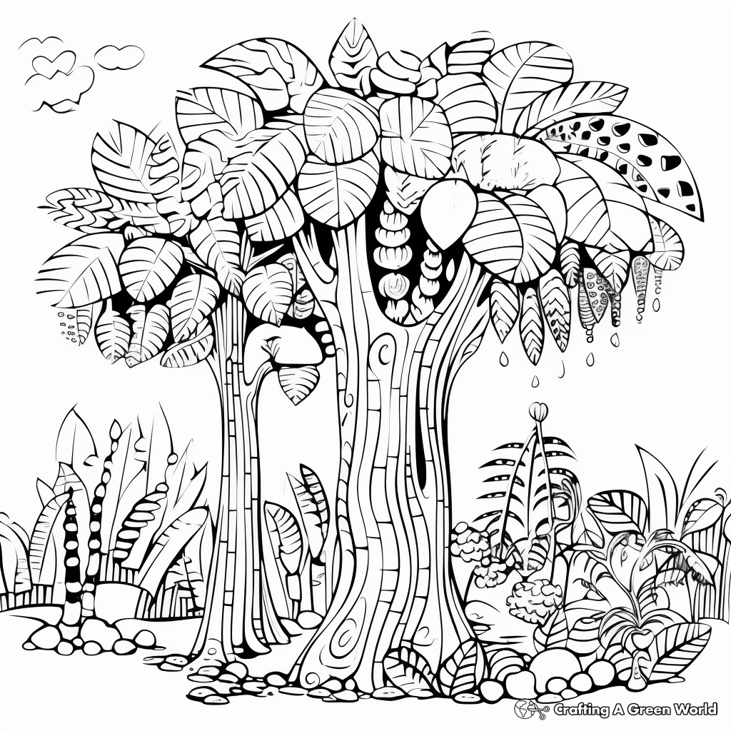 Rainforest Cocoa Tree Coloring Pages 1