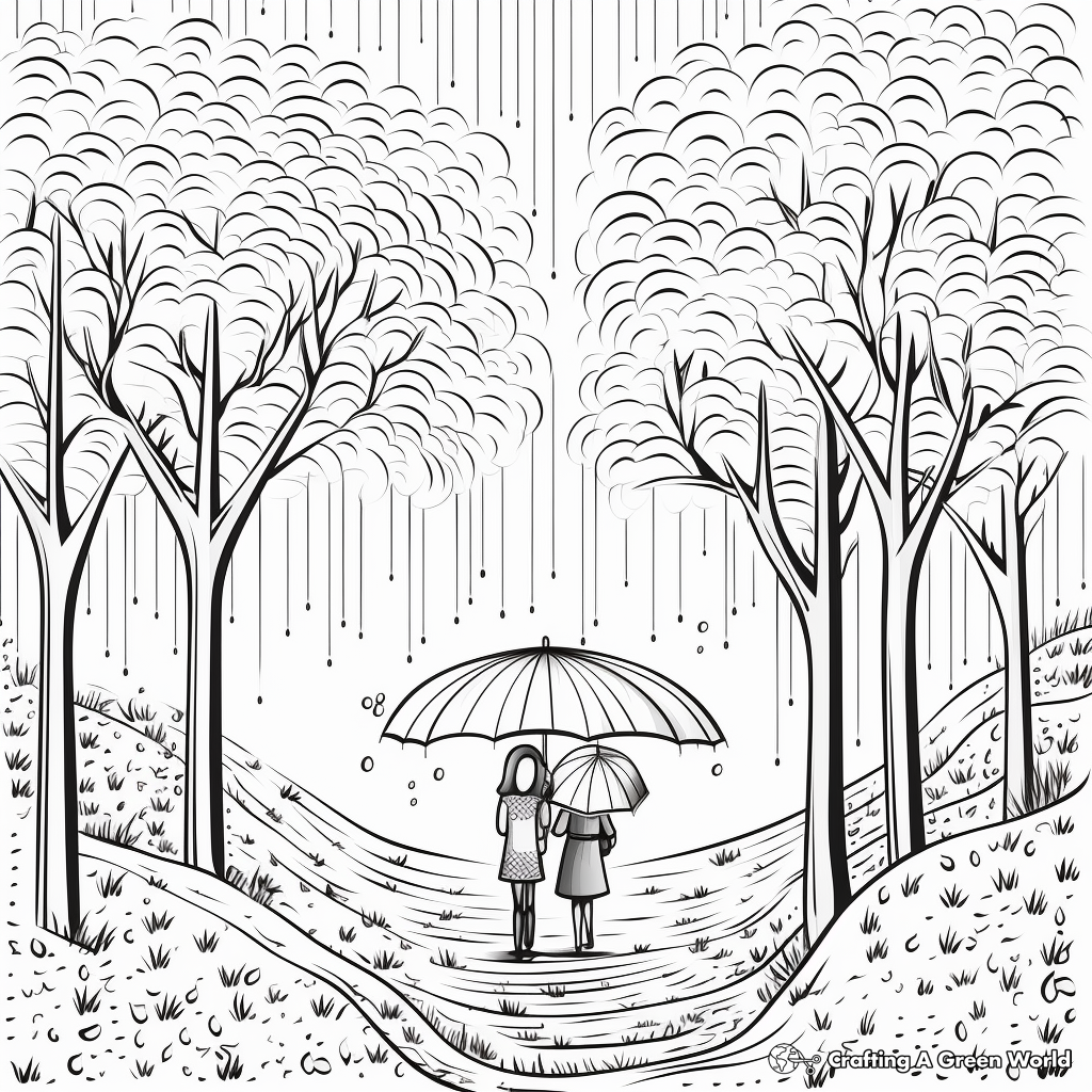 Rainy Fall Day Coloring Pages for Adults 1