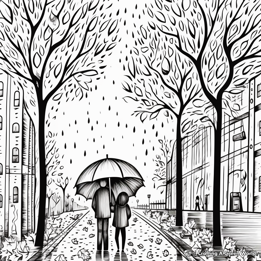 Rainy Fall Day Coloring Pages for Adults 3