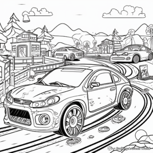 Rally Car Racing: Diverse-Scene Coloring Pages 3