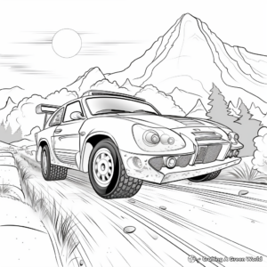Rally Car Racing: Diverse-Scene Coloring Pages 4