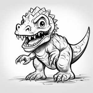 Rambunctious Baby T Rex: Action Scene Coloring Pages 1