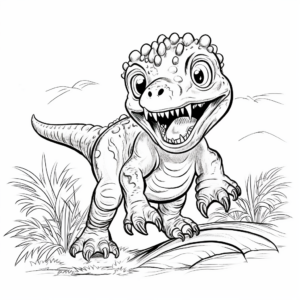 Rambunctious Baby T Rex: Action Scene Coloring Pages 2