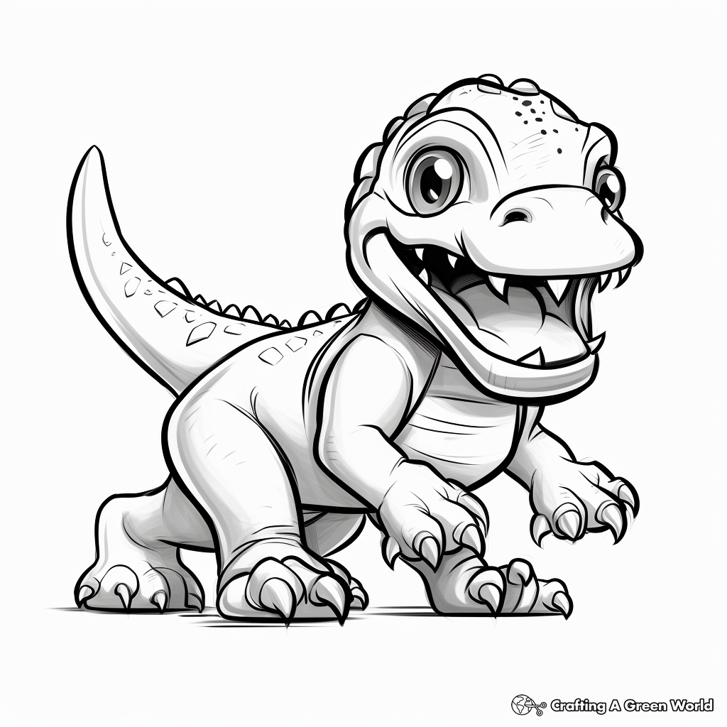 Rambunctious Baby T Rex: Action Scene Coloring Pages 3