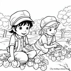 Raspberry Picking Scene Coloring Pages 3