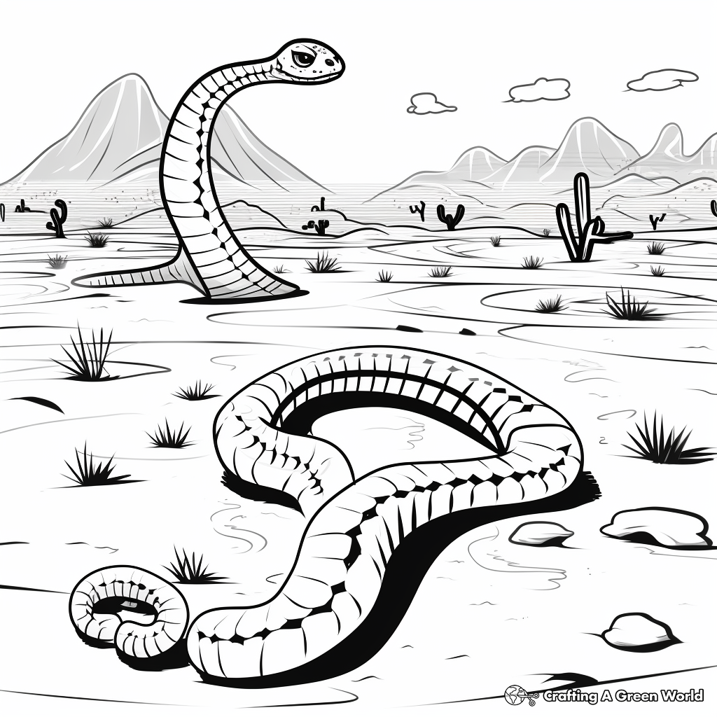 Rattlesnake Danger: Desert-Scene Coloring Pages 3
