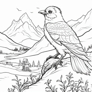 Raven and Wolf Mystical Scene Coloring Pages 3