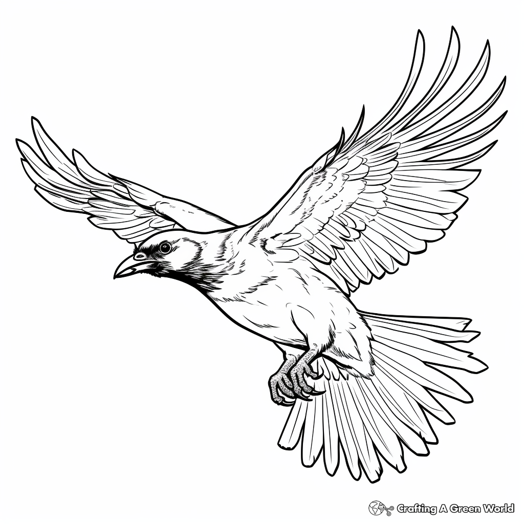 Raven in Flight Coloring Pages 1