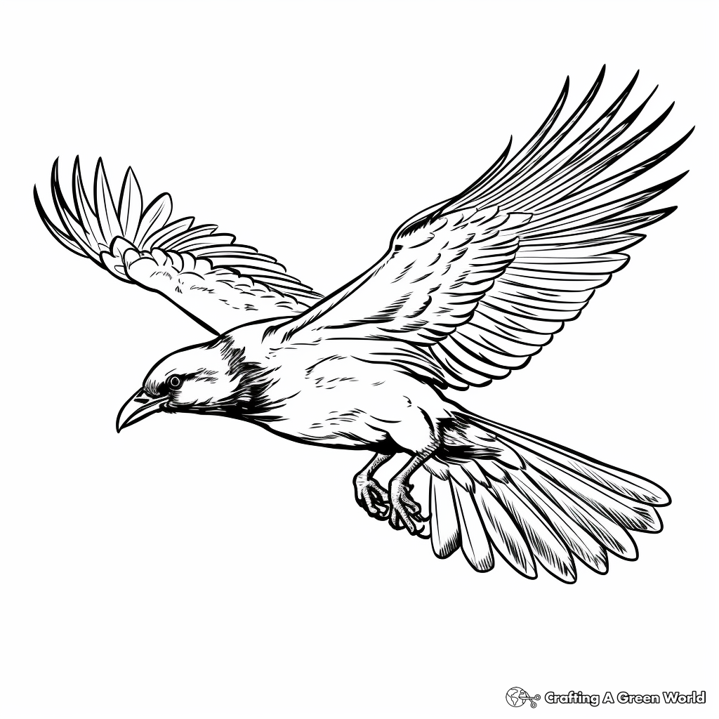 Raven in Flight Coloring Pages 4