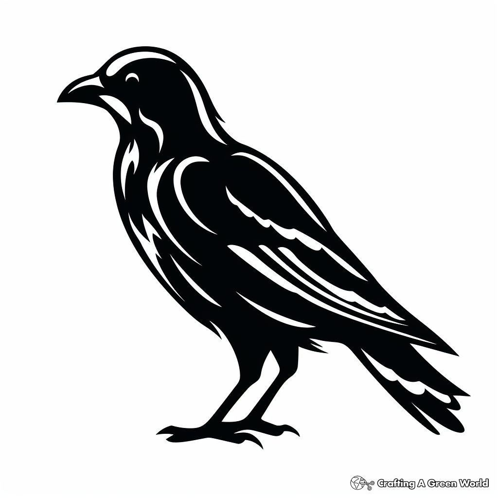 Raven Silhouette Coloring Pages for Minimalists 3