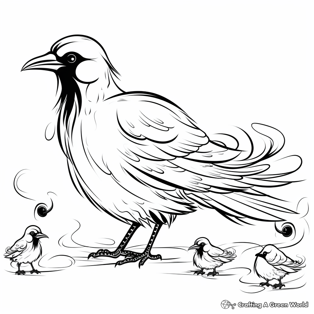 Ravens in a Murder (Group of Ravens) Coloring Pages 3
